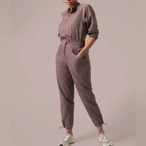 Athleta X Alicia Keys Utility Jumpsuit Open Back Smoked Almond Size 6